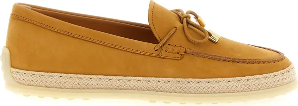 Beige Calfskin Slip-On Loafers