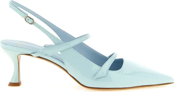 Blue Cowhide Mid Heel Pumps