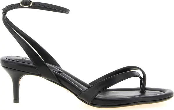 Black Cowhide Stiletto Heel Sandals