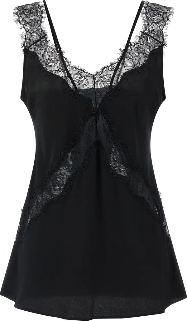 Black Viscose Sleeveles T-Shirt