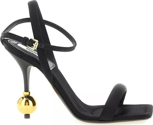 Black Viscose Stiletto Heel Sandals