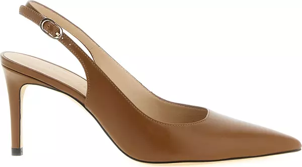 Brown Calfskin Mid Heel Pumps