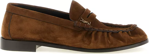 Brown Calfskin Slip-On Loafers