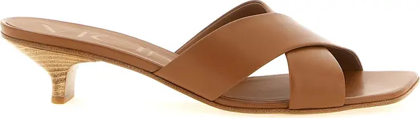 Brown Calfskin Mid Heel Pumps