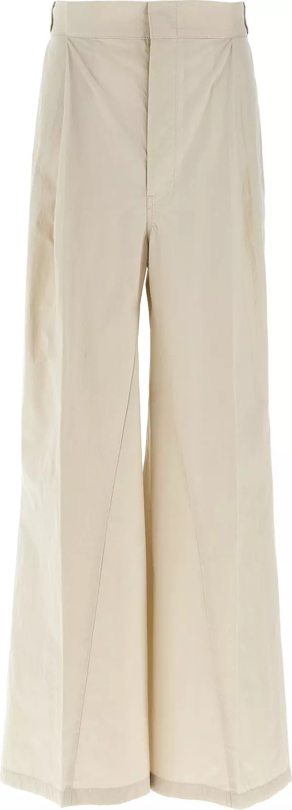 Beige Cotton Casual Pants