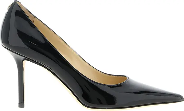Black Leather High Heel Pumps