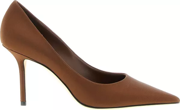 Brown Tencel High Heel Pumps