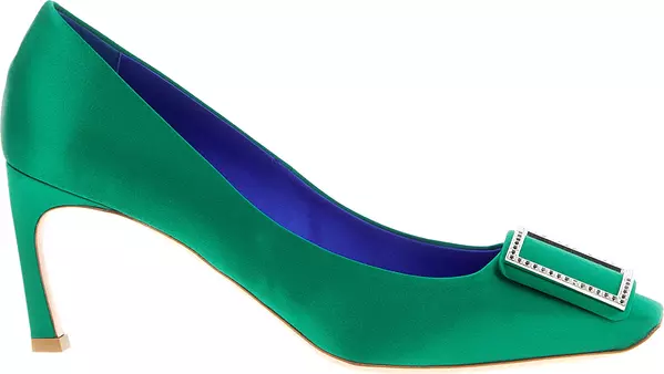 Bicolor Viscose Mid Heel Pumps