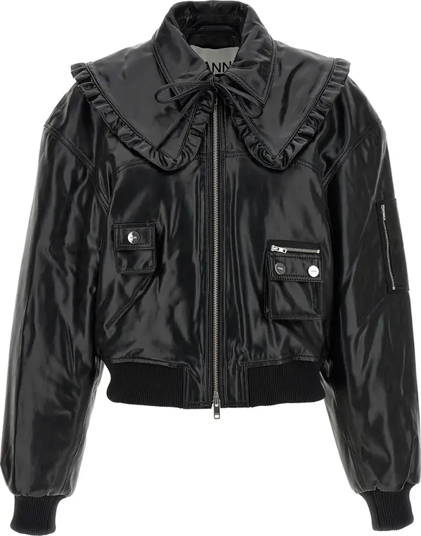 Black Leather Bomber