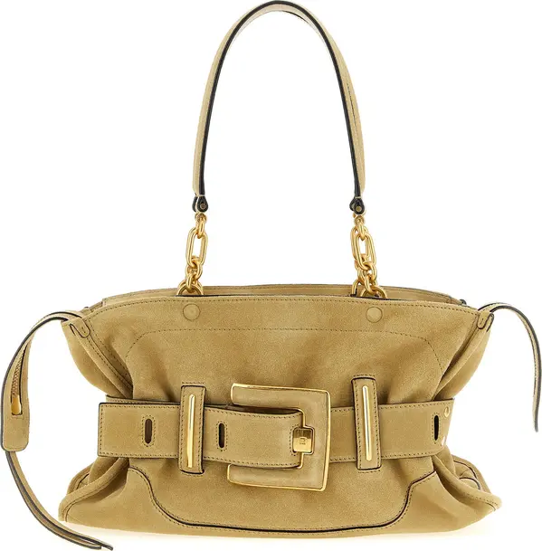 Beige Calfskin Shoulder Bag