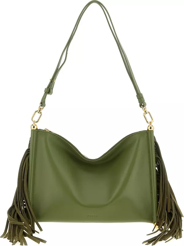 Bicolor Lamb Leather Shoulder Bag