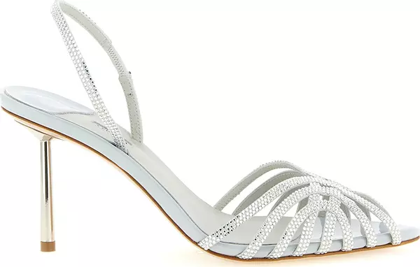 Gray Goatskin Stiletto Heel Sandals