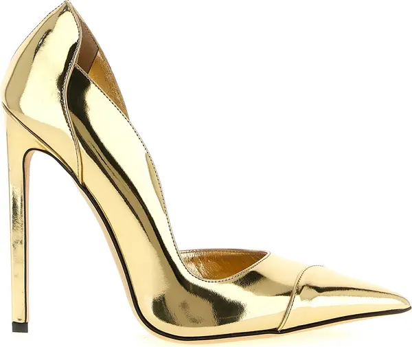 Gold Leather High Heel Pumps