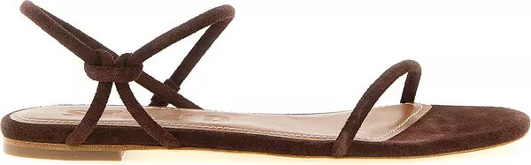 Brown Cowhide Flat Sandals