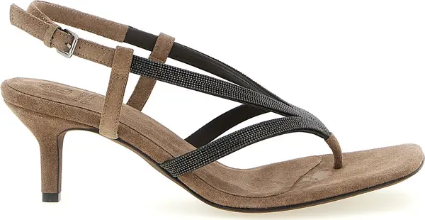 Beige Lamb Leather Flat Sandals