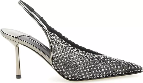 Gray Polyester High Heel Pumps