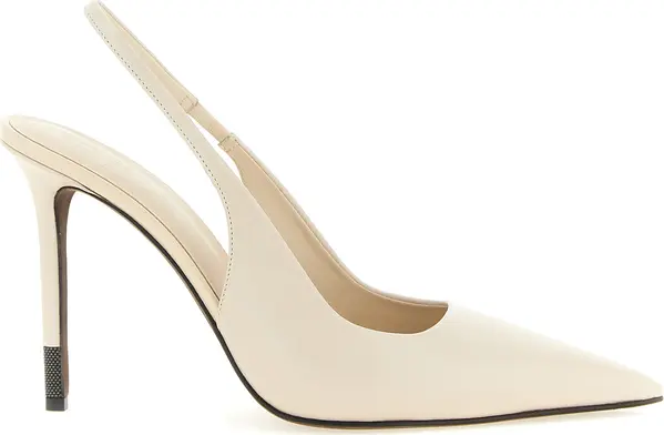 White Leather High Heel Pumps