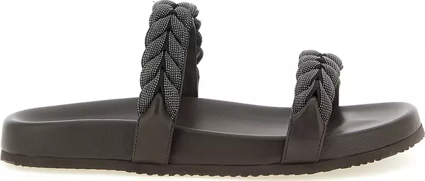 Brown Leather Slides