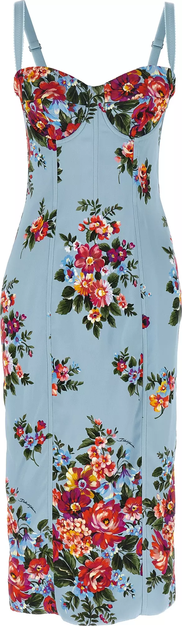 Blue Viscose Midi Dress