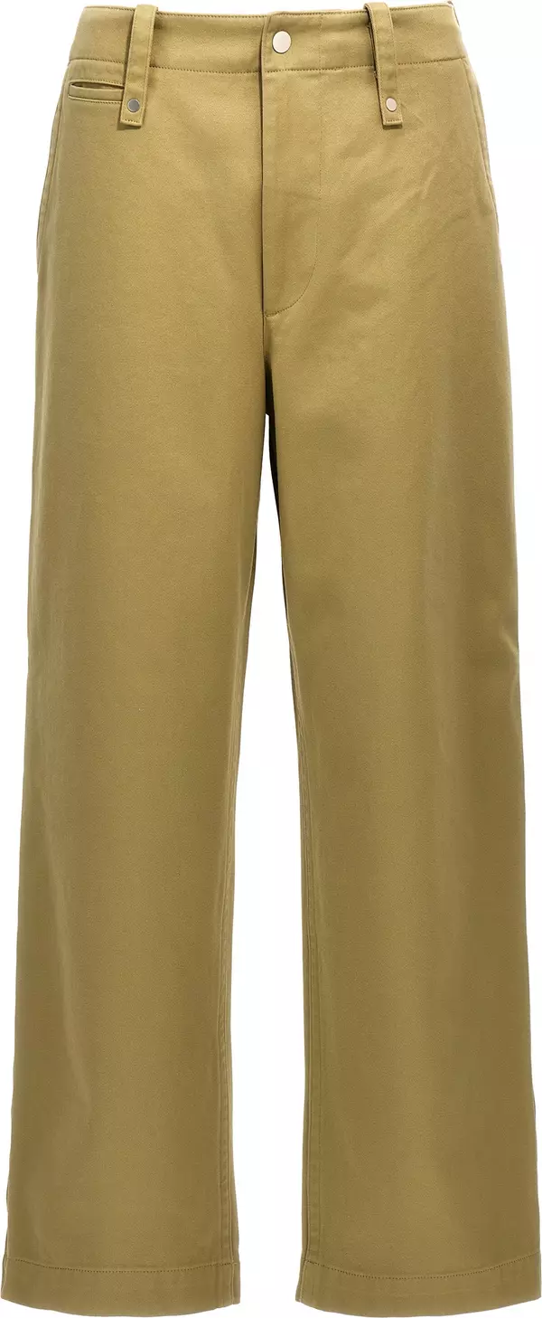 Beige Cotton Casual Pants
