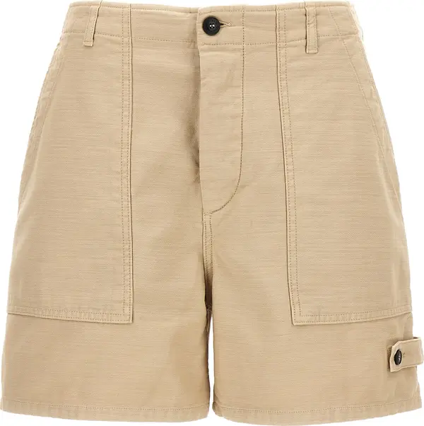 Beige Cotton Bermuda Shorts