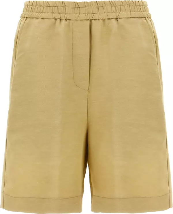 Beige Viscose Bermuda Shorts