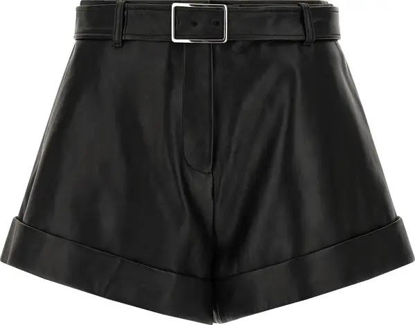 Black Lamb Leather Bermuda Shorts