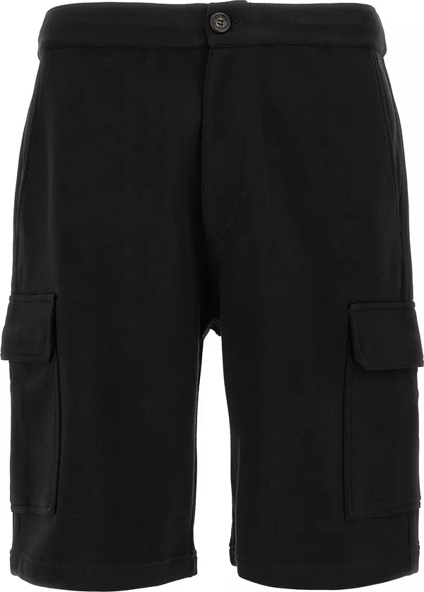 Black Cotton Bermuda Shorts