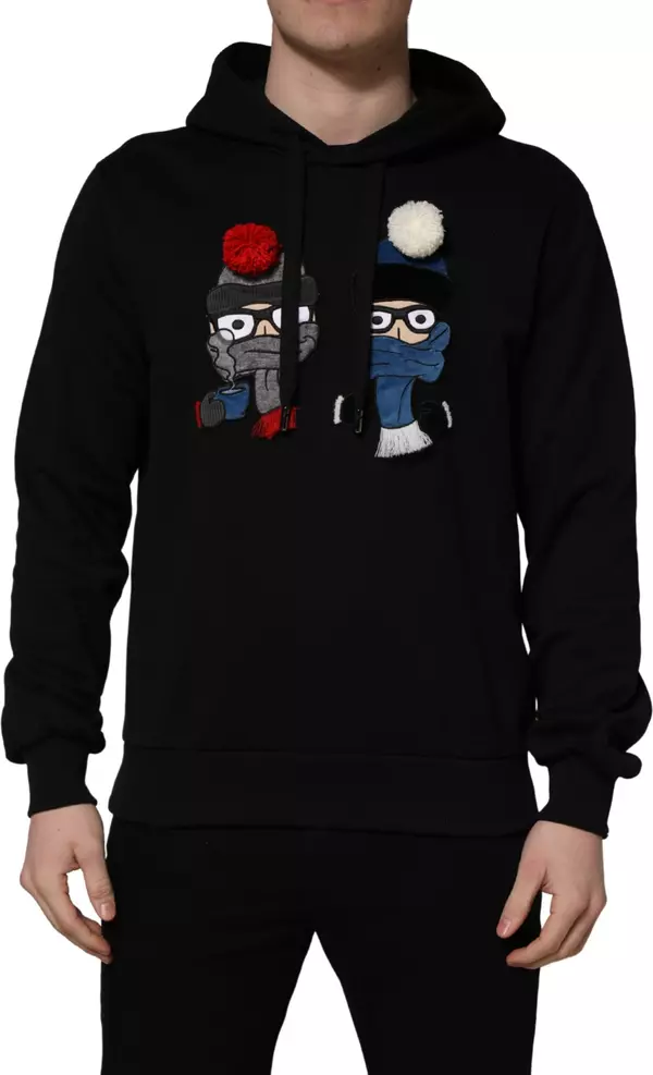 #dgfamily Black Cotton Hooded Men Sweatshirt Sweater