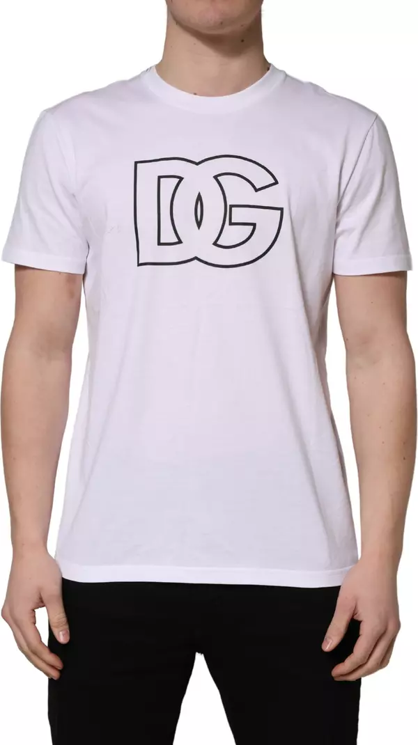 White DG Logo Print Short Sleeves Men T-shirt