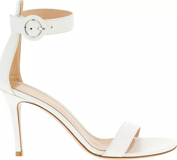 White Napa Leather / Calf Bos Taurus Stiletto Heel Sandals