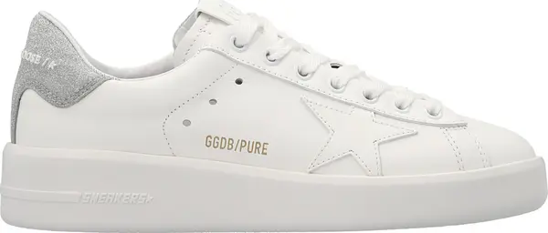 Silver Leather Low Top Sneakers