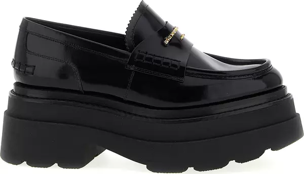 Black Cowhide Platform Loafers