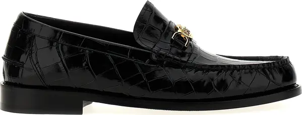 Black Velvet Leather Slip-On Loafers