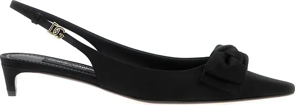 Black Viscose Mid Heel Pumps