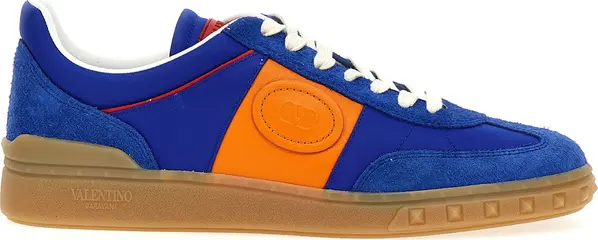 Blue Bovine Leather Low Top Sneakers