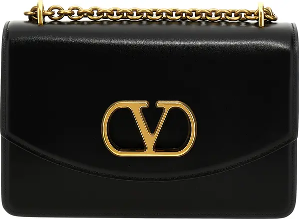 Black Calfskin Shoulder Bag