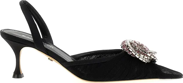 Black Polyamide Mid Heel Pumps