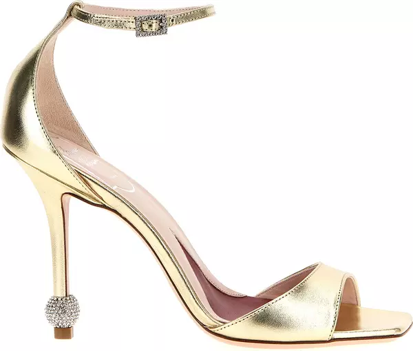 Gold Calfskin Stiletto Heel Sandals