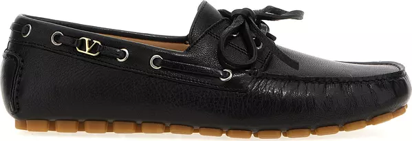 Black Buffalo Leather Slip-On Loafers