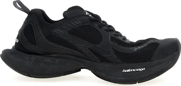 Black Polyester Athletic Sneakers