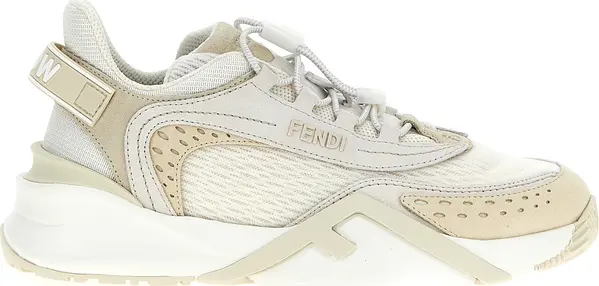 White Polyester Athletic Sneakers
