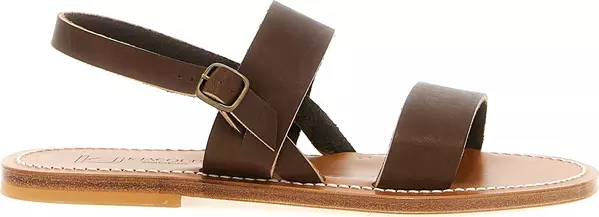 Brown Cowhide Flat Sandals