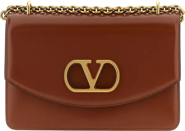 Brown Calfskin Shoulder Bag