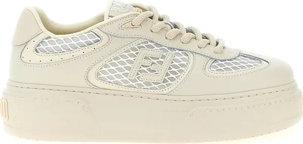 Beige Calfskin Platform Sneakers
