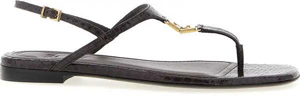 Purple Elastane Flat Sandals