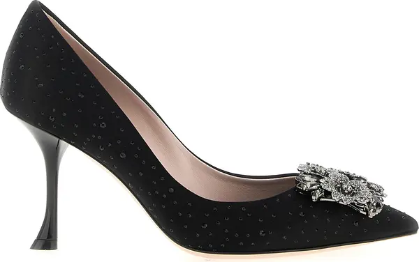 Black Viscose High Heel Pumps