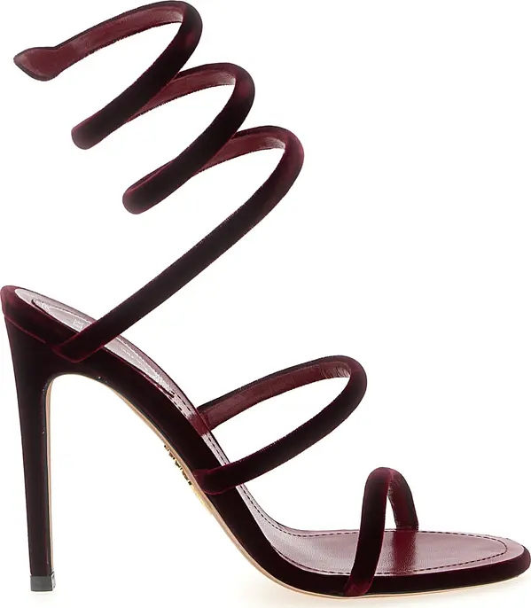 Bordeaux Textile Stiletto Heel Sandals