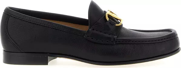 Black Buffalo Leather Slip-On Loafers