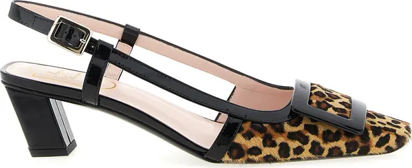 Multicolor Calfskin Mid Heel Pumps